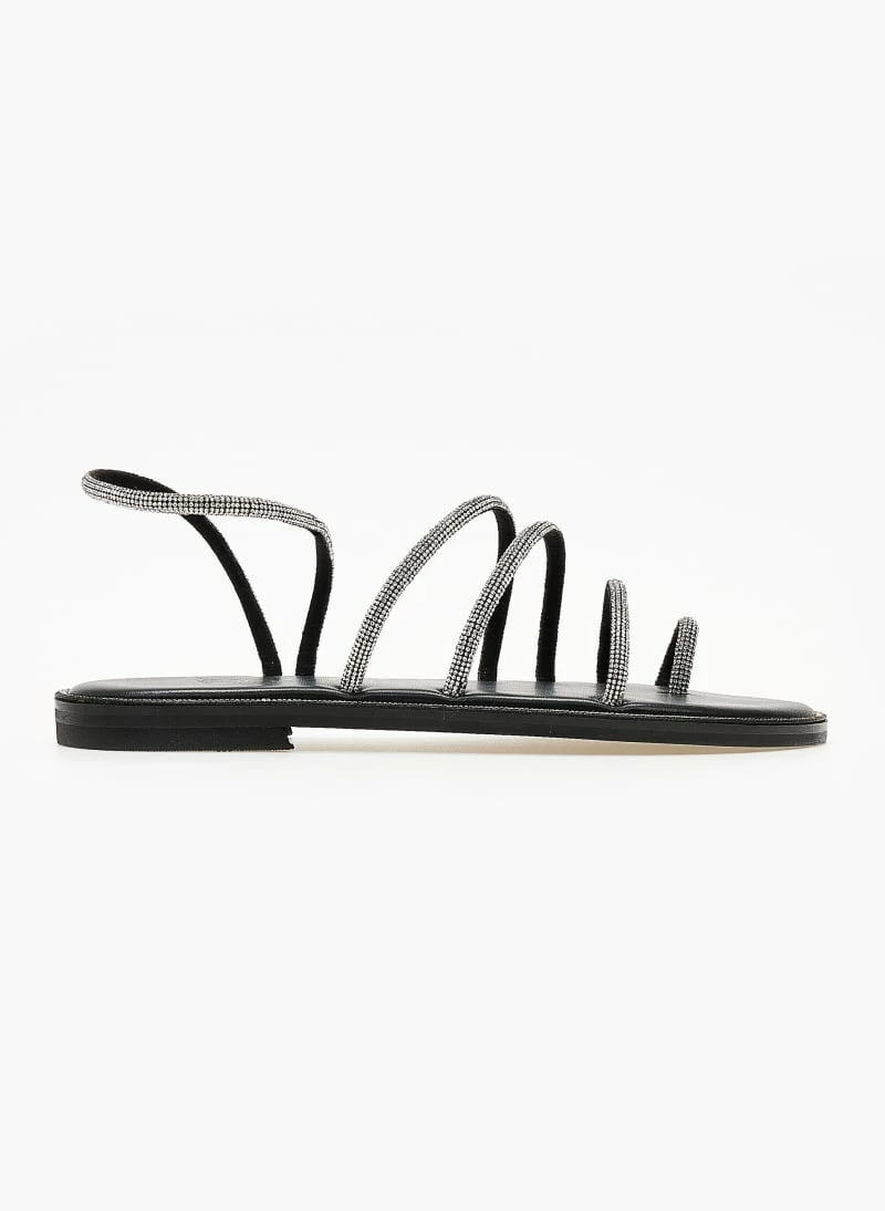 Σανδάλια δερμάτινα με στρας λουράκια Iris - Μαύρο/Ασημί Σανδάλια δερμάτινα με στρας λουράκια Iris - Μαύρο/Ασημί -The Fashion Project Κατάστημα sandalia dermatina iris me strass lourakia 103358 2ft9