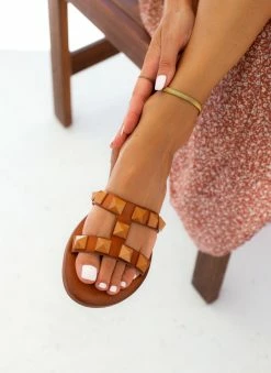 Σανδάλια δερμάτινα με τρουκς Iris - Ταμπά