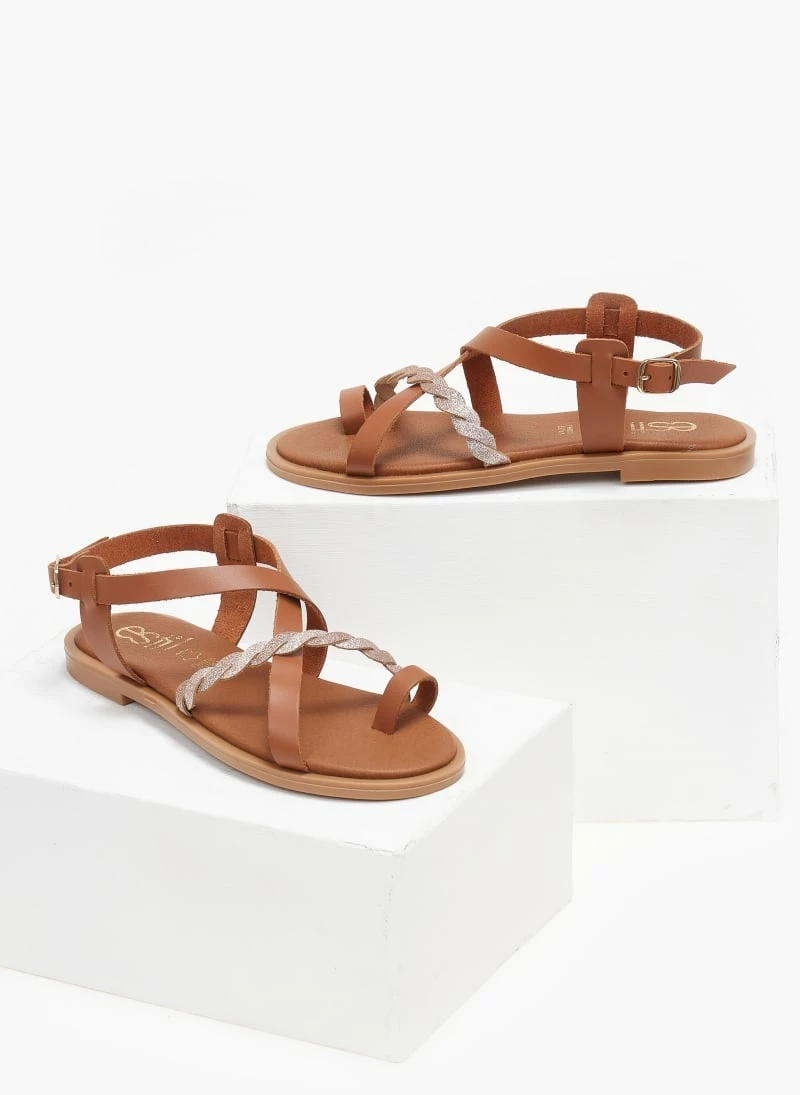 Σανδάλια δερμάτινα με glitter estil - Ταμπά Σανδάλια δερμάτινα με Glitter Estil - Ταμπά -The Fashion Project Κατάστημα sandalia dermatina me glitter estil 110495 8h0n