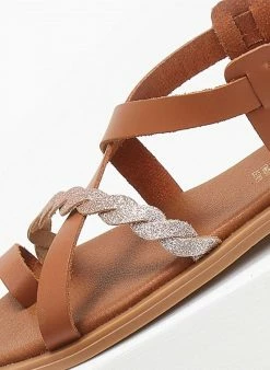 Σανδάλια δερμάτινα με Glitter Estil - Ταμπά 5 Σανδάλια δερμάτινα με Glitter Estil - Ταμπά -The Fashion Project Κατάστημα sandalia dermatina me glitter estil 110495 smev
