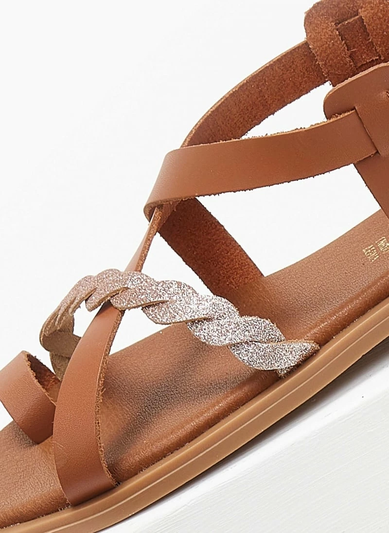 Σανδάλια δερμάτινα με glitter estil - Ταμπά Σανδάλια δερμάτινα με Glitter Estil - Ταμπά -The Fashion Project Κατάστημα sandalia dermatina me glitter estil 110495 smev