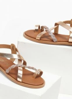 Σανδάλια δερμάτινα με Glitter Estil - Χαλκός 4 Σανδάλια δερμάτινα με Glitter Estil - Χαλκός -The Fashion Project Κατάστημα sandalia dermatina me glitter estil 110781 kriz