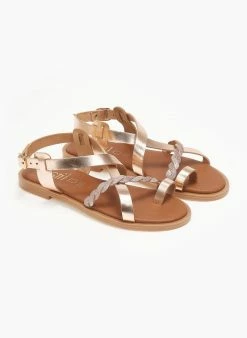 Σανδάλια δερμάτινα με Glitter Estil - Χαλκός 5 Σανδάλια δερμάτινα με Glitter Estil - Χαλκός -The Fashion Project Κατάστημα sandalia dermatina me glitter estil 110781 r92d