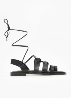 Σανδάλια δερμάτινα με κορδόνια Estil - Μαύρο