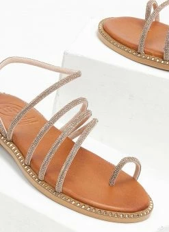 Σανδάλια δερμάτινα με λοξά λουράκια Tfp - Χαλκός -The Fashion Project Κατάστημα sandalia dermatina me loksa lourakia tfp 111754 y8gr