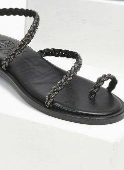 Σανδάλια δερμάτινα με λουράκι πλεξούδα Tfp - Μαύρο -The Fashion Project Κατάστημα sandalia dermatina me louraki pleksouda tfp 111750 hakw