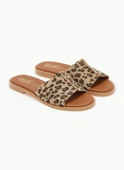 Σανδάλια δερμάτινα με Print Estil - Leopard