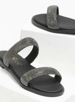 Σανδάλια δερμάτινα με στρας Estil - Μαύρο 4 Σανδάλια δερμάτινα με στρας Estil - Μαύρο -The Fashion Project Κατάστημα sandalia dermatina me stras estil 111629 su2o