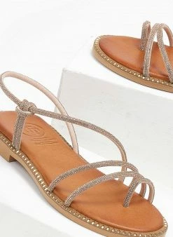 Σανδάλια δερμάτινα με στρας λουράκια Tfp - Χαλκός -The Fashion Project Κατάστημα sandalia dermatina me stras lourakia tfp 111748 3rcx