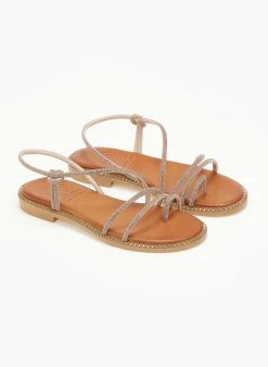 Σανδάλια δερμάτινα με στρας λουράκια Tfp - Χαλκός -The Fashion Project Κατάστημα sandalia dermatina me stras lourakia tfp 111748 85kf