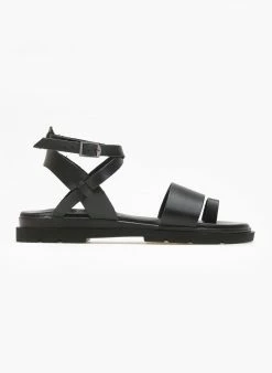 Σανδάλια δερμάτινα με χιαστί δέσιμο Tfp - Μαύρο