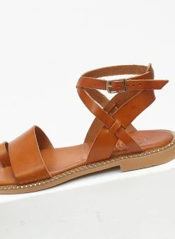 Σανδάλια δερμάτινα με χιαστί δέσιμο Tfp - Ταμπά -The Fashion Project Κατάστημα sandalia dermatina me xiasti desimo tfp 111761 gb27