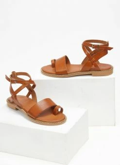 Σανδάλια δερμάτινα με χιαστί δέσιμο Tfp - Ταμπά -The Fashion Project Κατάστημα sandalia dermatina me xiasti desimo tfp 111761 iigo
