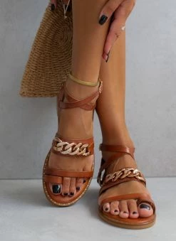 Σανδάλια δερμάτινα με αλυσίδα Tfp - Ταμπά