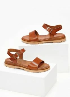 Σανδάλια δερμάτινα με μία φάσα Tfp - Tαμπά -The Fashion Project Κατάστημα sandalia dermatina tfp me anatomiki sola 103722 1ccj