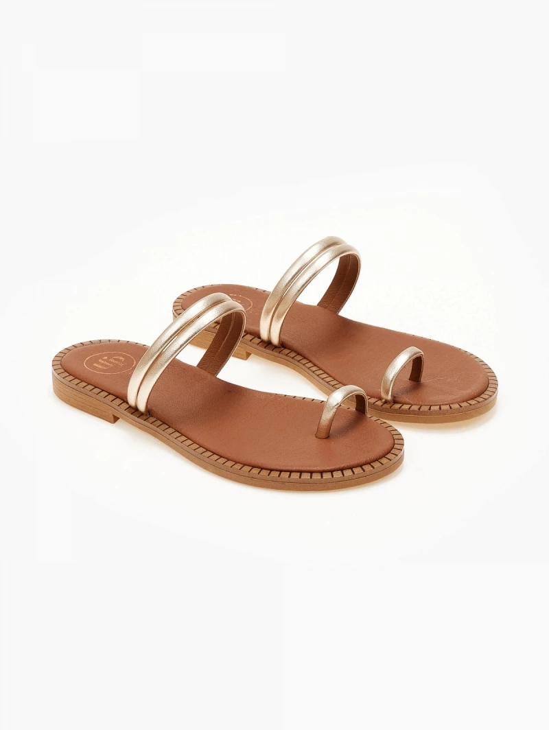 Σανδάλια δερμάτινα με διπλό λουράκι tfp - Χρυσό Σανδάλια δερμάτινα με διπλό λουράκι Tfp - Χρυσό -The Fashion Project Κατάστημα sandalia dermatina tfp me diplo louraki 105431