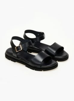 Σανδάλια δερμάτινα με μία φάσα Tfp - Μαύρο -The Fashion Project Κατάστημα sandalia dermatina tfp me fardia fasa 103352 ce3b