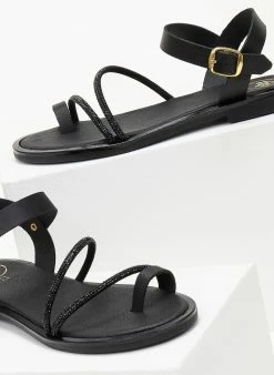 Σανδάλια δερμάτινα με κούμπωμα στο πλάι Tfp - Μαύρο -The Fashion Project Κατάστημα sandalia dermatina tfp me koumpwma sto plai 105800 ynwx