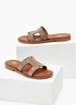 Σανδάλια δερμάτινα με στρας Tfp - Χαλκός -The Fashion Project Κατάστημα sandalia dermatina tfp me mikra strass 105069 zxwb