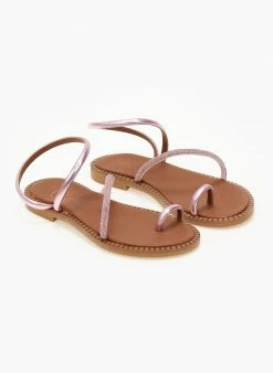 Σανδάλια δερμάτινα με περαστό λουράκι Tfp - Ροζ -The Fashion Project Κατάστημα sandalia dermatina tfp me perasto louraki 105321 y2my