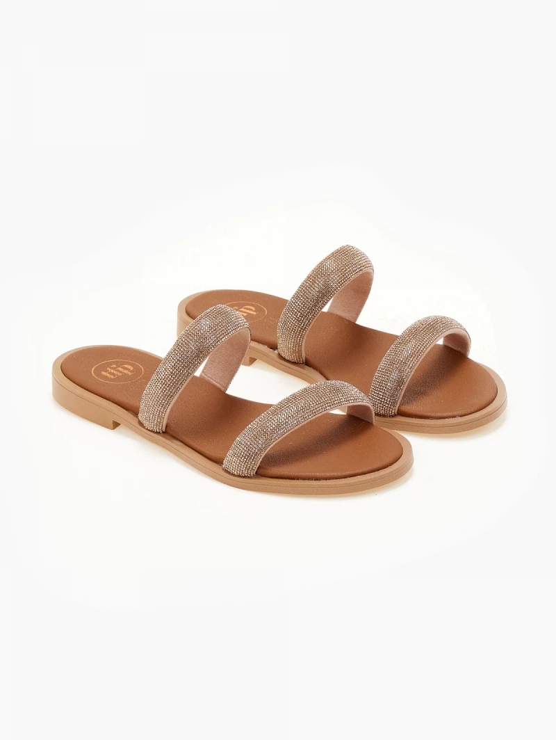 Σανδάλια δερμάτινα με στρας φάσες tfp - Χαλκός Σανδάλια δερμάτινα με στρας φάσες Tfp - Χαλκός -The Fashion Project Κατάστημα sandalia dermatina tfp me strass fases 105418 sdsd