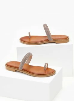 Σανδάλια δερμάτινα με στρας λουράκι Tfp - Χαλκός -The Fashion Project Κατάστημα sandalia dermatina tfp me strass louraki 103725 lxdu