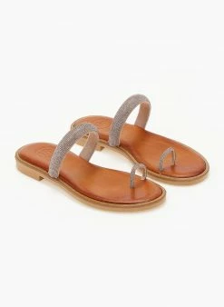 Σανδάλια δερμάτινα με στρας λουράκι Tfp - Χαλκός -The Fashion Project Κατάστημα sandalia dermatina tfp me strass louraki 103725 r5df