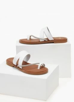 Σανδάλια δερμάτινα με στρας λουράκι Tfp - Λευκό -The Fashion Project Κατάστημα sandalia dermatina tfp me strass louraki 105707 pklg