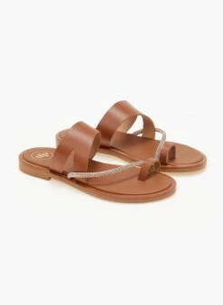 Σανδάλια δερμάτινα με στρας λουράκι Tfp - Ταμπά -The Fashion Project Κατάστημα sandalia dermatina tfp me strass louraki 105709 c5es