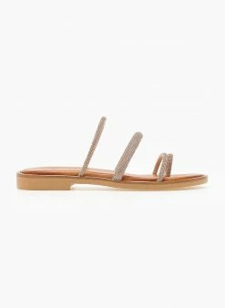 Σανδάλια δερμάτινα TFP με Strass λουράκια - Χαλκός