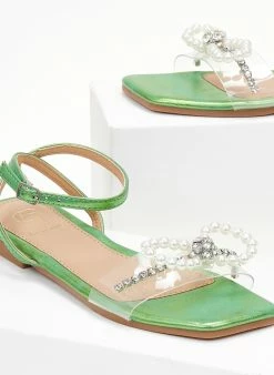 The Fashion Project Σανδάλια με στρας κσι πέρλες - Πράσινο 3 The Fashion Project Σανδάλια με στρας κσι πέρλες - Πράσινο -The Fashion Project Κατάστημα sandalia diafaneia me fiogko kai perles 104775 66ku