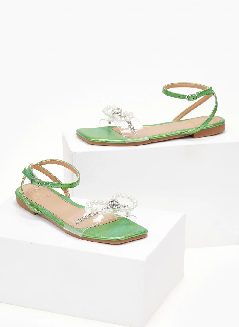 Σανδάλια με στρας κσι πέρλες - Πράσινο The Fashion Project Σανδάλια με στρας κσι πέρλες - Πράσινο -The Fashion Project Κατάστημα sandalia diafaneia me fiogko kai perles 104775 zob0