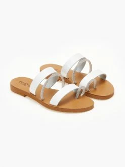 The Fashion Project Σανδάλια δερμάτινα με λουράκια και Strass Estil - Λευκό -The Fashion Project Κατάστημα sandalia estil dermatina me leptes fases kai stras 105455 0tiu