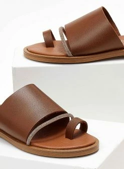 Σανδάλια δερμάτινα με στρας Estil - Ταμπά -The Fashion Project Κατάστημα sandalia estil dermatina me seira strass 104531 fki7