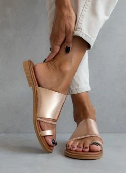 Σανδάλια δερμάτινα με στρας Estil - Χαλκός -The Fashion Project Κατάστημα sandalia estil dermatina me seira strass 104532 wlnm