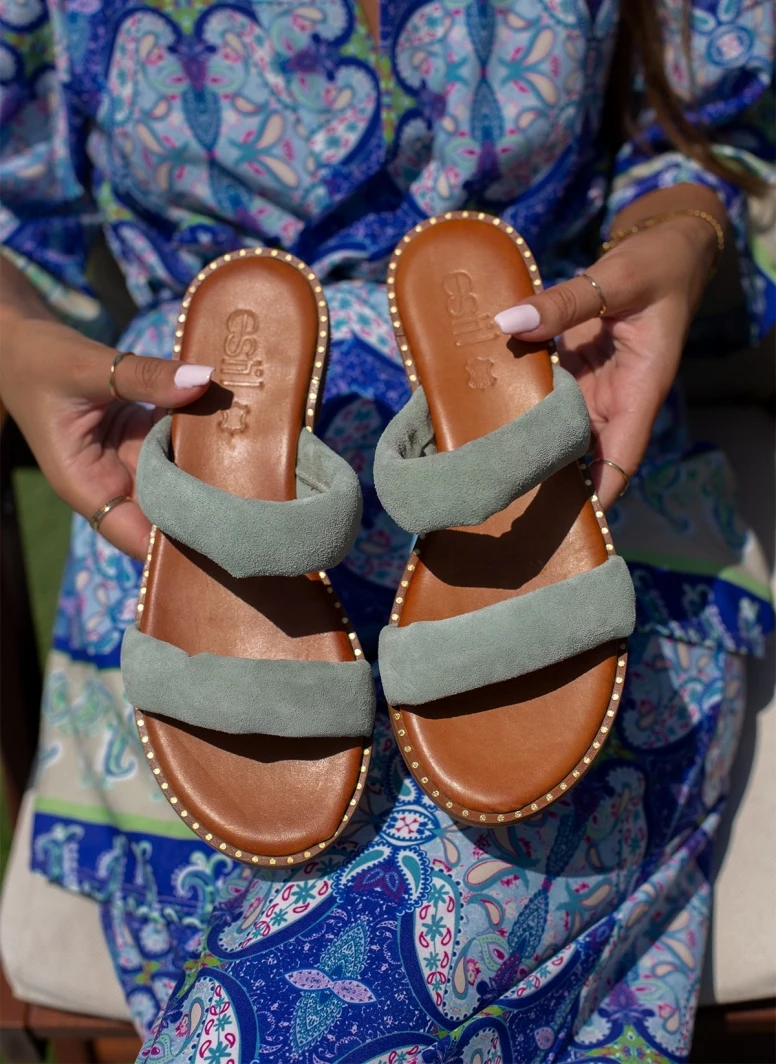 Σανδάλια καστόρινα με pufffed φάσες estil - Μέντα Σανδάλια καστόρινα με Pufffed φάσες Estil - Μέντα -The Fashion Project Κατάστημα sandalia kastorina estil me pufffed fases 105264 ysbk