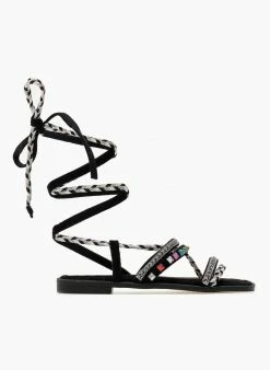 The Fashion Project Σανδάλια με τρουκς και κορδόνια - Μαύρο