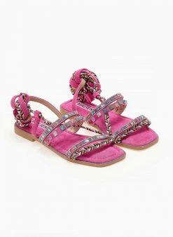The Fashion Project Σανδάλια με τρουκς και κορδόνια - Φούξια -The Fashion Project Κατάστημα sandalia lace up me xrwmatista trouks 104650 agto