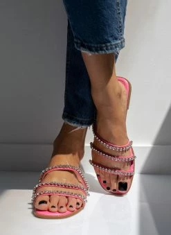 The Fashion Project Σανδάλια με στρας και λοξά λουράκια - Φούξια -The Fashion Project Κατάστημα sandalia me loksa lourakia me strass 101081 aaho