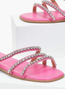 The Fashion Project Σανδάλια με στρας και λοξά λουράκια - Φούξια -The Fashion Project Κατάστημα sandalia me loksa lourakia me strass 101081 oohi