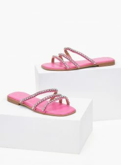 The Fashion Project Σανδάλια με στρας και λοξά λουράκια - Φούξια -The Fashion Project Κατάστημα sandalia me loksa lourakia me strass 101081 zv2p