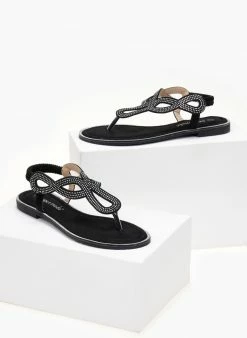 The Fashion Project Σανδάλια με στρας στη φάσα - Μαύρο -The Fashion Project Κατάστημα sandalia me strass kai glitter sti sola 104882 5ljm