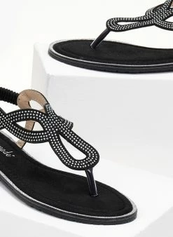 The Fashion Project Σανδάλια με στρας στη φάσα - Μαύρο -The Fashion Project Κατάστημα sandalia me strass kai glitter sti sola 104882 evep