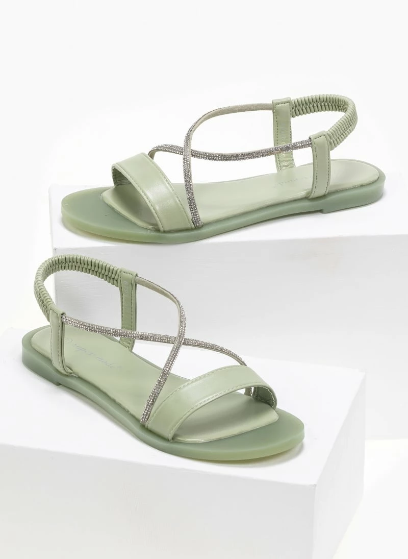 Σανδάλια με στρας crossover - Πράσινο The Fashion Project Σανδάλια με στρας Crossover - Πράσινο -The Fashion Project Κατάστημα sandalia me strass kai lastixenia sola 90283 6mpg