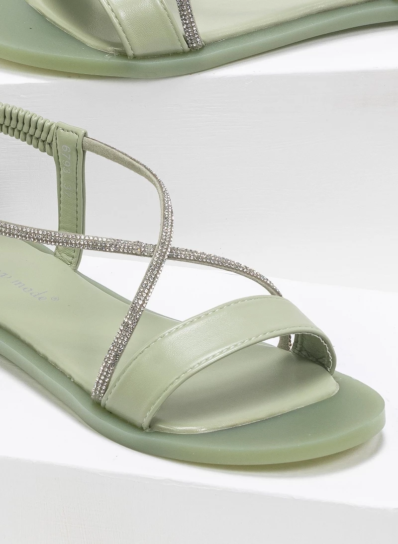 Σανδάλια με στρας crossover - Πράσινο The Fashion Project Σανδάλια με στρας Crossover - Πράσινο -The Fashion Project Κατάστημα sandalia me strass kai lastixenia sola 90283