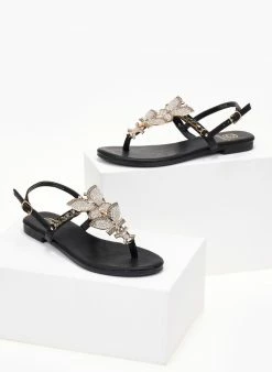 The Fashion Project Σανδάλια με Strass πεταλούδες - Μαύρο