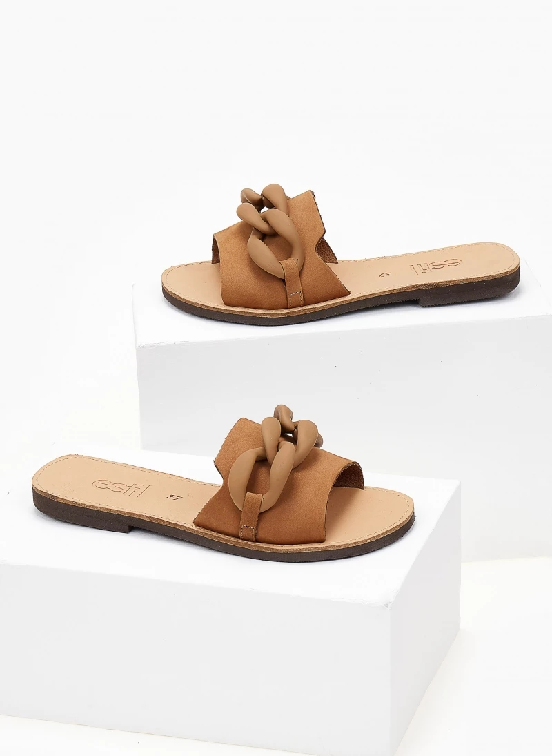 Σανδάλια δερμάτινα με αλυδίσα estil - Πούρο Σανδάλια δερμάτινα με αλυδίσα Estil - Πούρο -The Fashion Project Κατάστημα sandalia nubuck estil me mat kokalini alusida 103864 kcmm