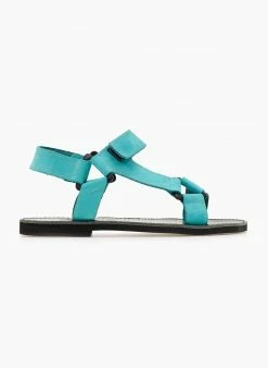 Σανδάλια δερμάτινα με Velcro Estil - Petrol