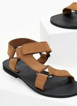 Σανδάλια δερμάτινα με Velcro Estil - Κάμελ -The Fashion Project Κατάστημα sandalia nubuck estil me velcro 103129 c03u