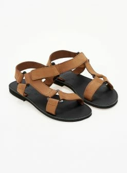 Σανδάλια δερμάτινα με Velcro Estil - Κάμελ -The Fashion Project Κατάστημα sandalia nubuck estil me velcro 103129 ej9s